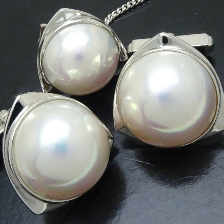 楽天市場】田崎真珠 TASAKI カフス & タイタック 2点セット マベパール  