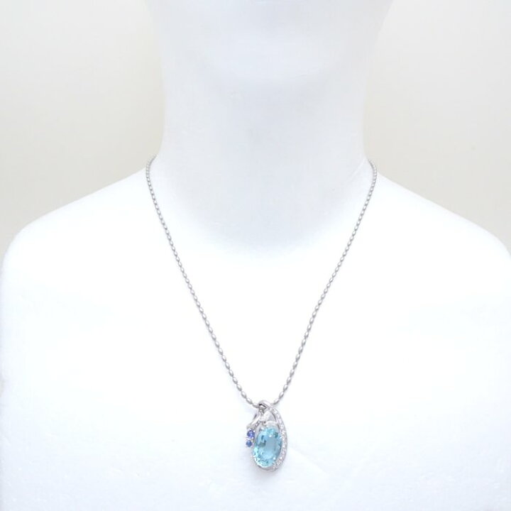 楽天市場】ネックレス ブルートパーズ4.40ct ダイヤモンド0.31ct  