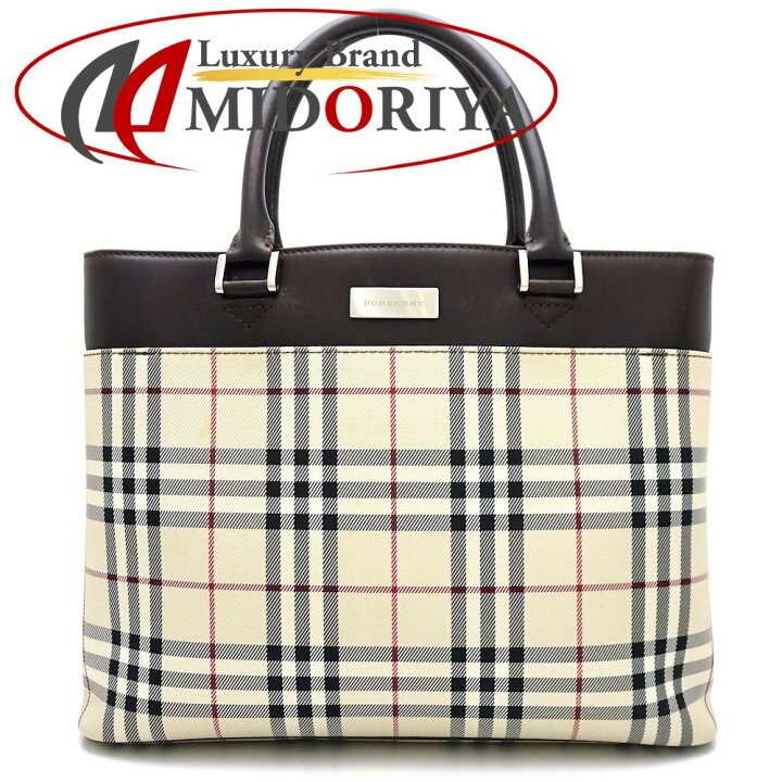 楽天市場】BURBERRY バーバリー トートバッグ キャンバス xレザー 
