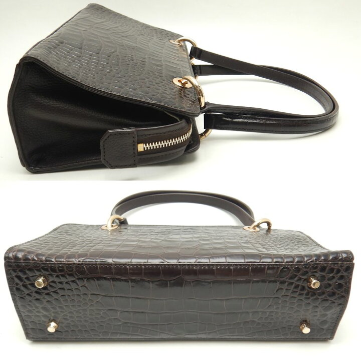 Falchi NewYork ファルチニューヨーク ハンドバッグ 型押し レザー 