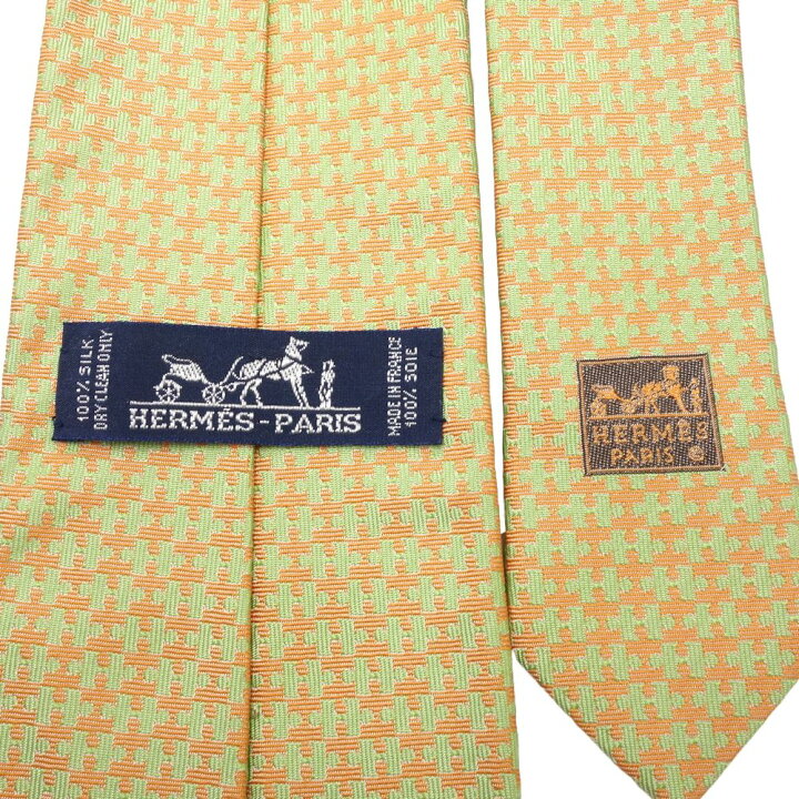 楽天市場】HERMES エルメス ネクタイ Hパズル シルク グリーン
