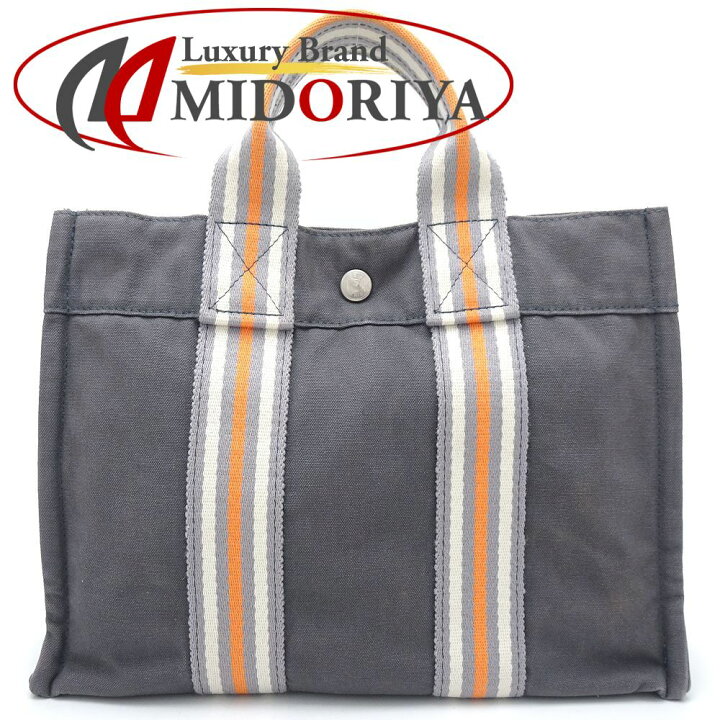 HERMES エルメス フールトゥ トートPM ハンドバッグ キャンバス グレー  