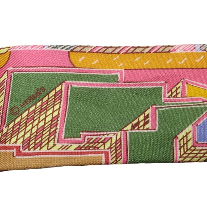 エルメス 21AW スカーフ ツイリー シルク ピンク 緑（エルメス HERMES  