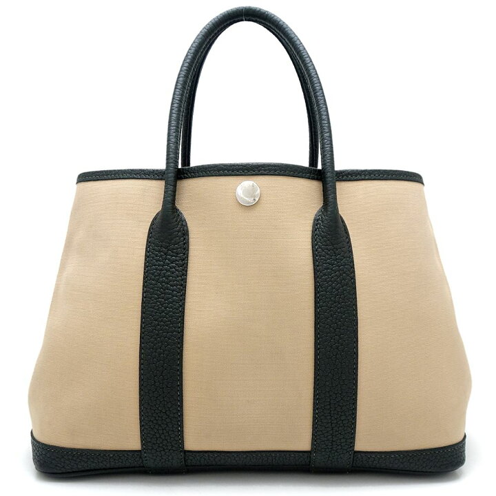 エルメス HERMES ガーデンパーティPM □I刻 ベージュ×ブラウン トワル 
