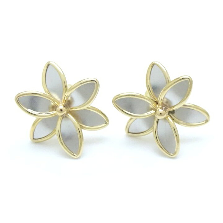 楽天市場】花モチーフ ピアス フラワー コンビカラー K18YG イエロー  