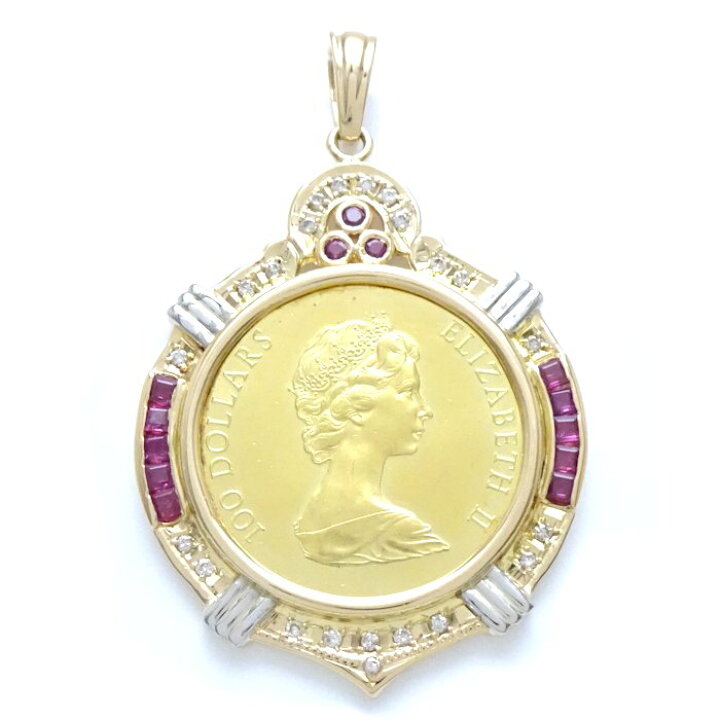 楽天市場】K22 カナダ法改正 100ドル金貨 コイントップ ルビー1.05ct 
