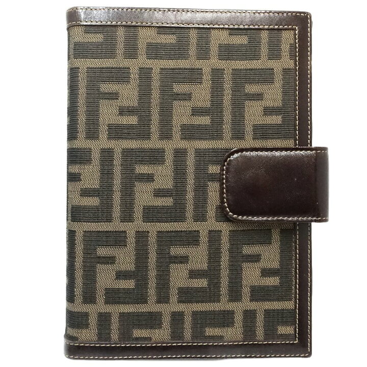 中古】 フェンディFENDI レザーカバーノート 焦茶【レディース 