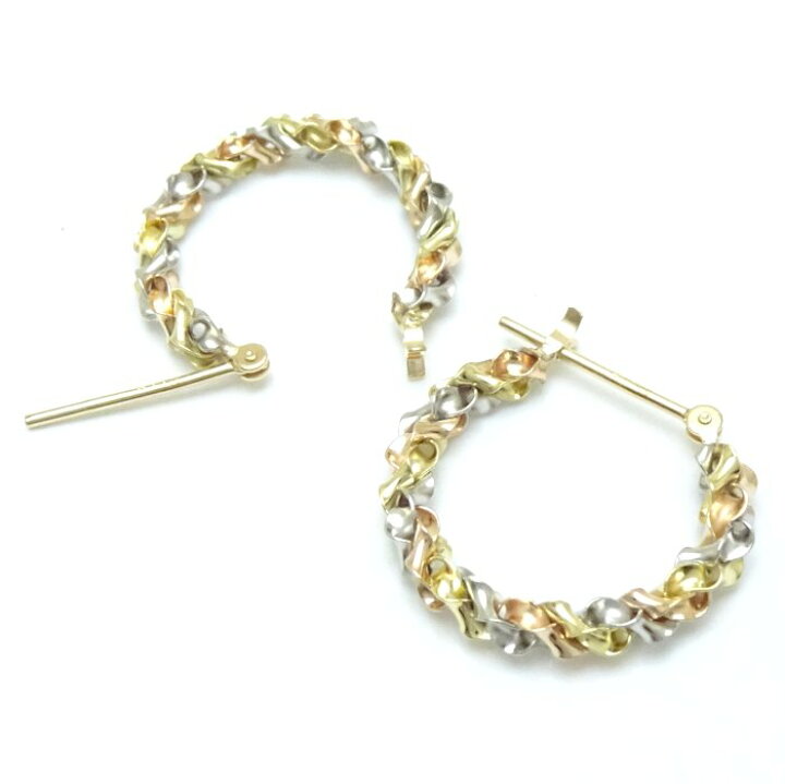 楽天市場】フープ ピアス スリーカラー K18YG イエローゴールドK18PG  