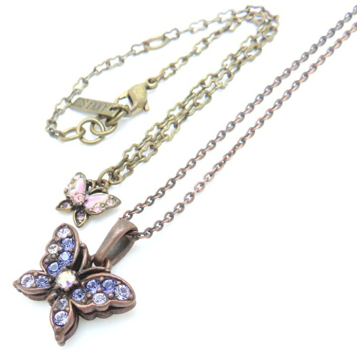 美品 ANNA SUI アナスイ ネックレス バタフライ 箱付き 石 2本 箱付 