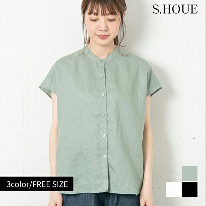 楽天市場 綿麻シャツ ブラウス Tシャツ 半袖ブラウス 半袖 五分袖 半袖シャツ 綿麻 リネン リネンシャツ シンプル トップス チュニック ブラウス レディースシャツ レディース カジュアル ラフ 春 夏 送料無料 黒 S Houe