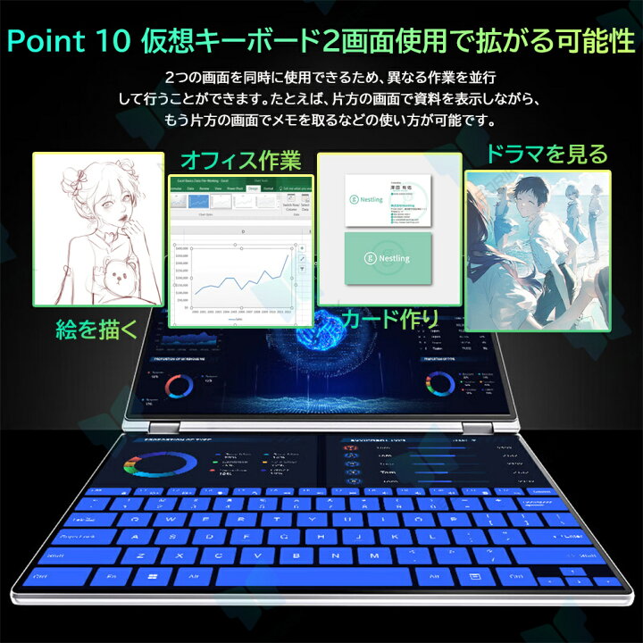 楽天市場】【DDR5 】デュアルスクリーン ノートパソコン 2in1 