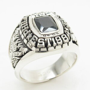 メンズリング 男の指輪 紋章 カレッジリング シルバーリング 天然オニキス シルバー リング 天然石 誕生石 シルバー925 メンズ 指輪 サイズ 名入れ 太め オーダー オーダーメイド オリジナル