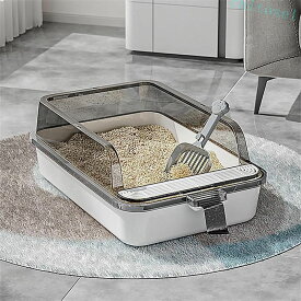 購入2点で5%OFF 飛び散り防止カバー付き メガトレー猫用 大きい猫 猫トイレ 掃除便利 トイレ 本体 大きいトイレ ゆったり広々 体型 飛散防止 ペット用品 お散歩 お出かけ 快適 やわらかい 洗える ふんわり phoebehou