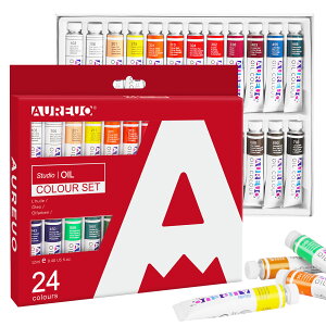 AUREUO 管状 油絵の具セット 12ml チューブ 12/24色 無毒顔料 - 芸術絵創作、風景写真絵画 - 絵画愛好家、初心者、アーティスト適用