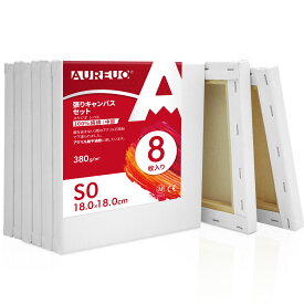 AUREUO 張りキャンバス セット 正方形 S型 中目 100％コットン マルチのサイズ選択可能 絵画用具 水彩画・油絵画・アクリル兼用 芸術絵創作 現代油絵 美術装飾
