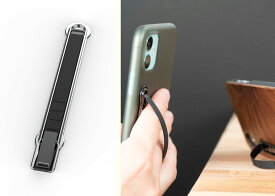 SleekStrip [ベース：シルバー／グリップ：ブラック SS-05] スマートフォン スマホ グリップ スタンド おしゃれ アクセサリー ワイヤレス充電対応 テレワークや在宅ワークにも最適！