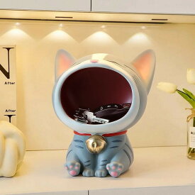 【送料無料】玄関小物 インテリア飾り ねこ 猫ちゃん キー収納 金属 樹脂製品トレイ 鍵スタンド 小物収納 玄関収納 卓上置物 収納トレイ