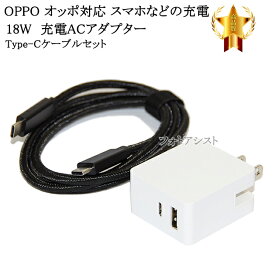 【互換品】 OPPO オッポ対応　18WアダプターとType-Cケーブル(C-C USB3.1 gen2 1m 黒)充電セット　送料無料【メール便の場合】