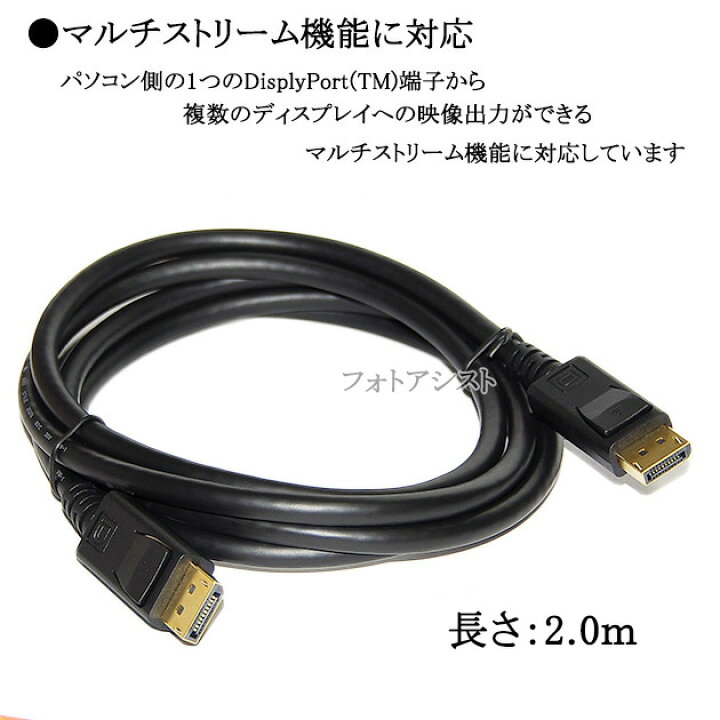 楽天市場】【互換品】IODATA対応 DisplayPortケーブル 2.0m 