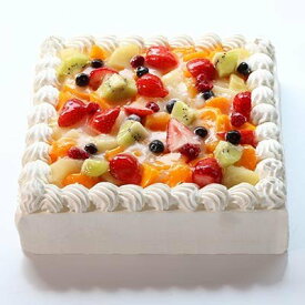 送料無料 パーティサイズフルーツケーキ10号　30×30cmサイズ　スクエアケーキ(誕生日ケーキ　10号　お祝い　ケーキ　パーティーケーキ　ウェディングケーキ　バースデーケーキ　結婚記念日ケーキ　通販　敬老の日）