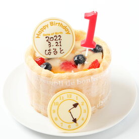 バースデーケーキ 1才 誕生日ケーキ 1歳 お祝いケーキ ファーストバースデーケーキ スマッシュケーキ Birth time付き 豆乳クリームケーキ 送料無料