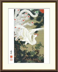 【アート 絵画】日本の名画 伊藤若冲 老松白鳳図(ろうしょうはくほうず) 松 鳳凰 鳥 花鳥画 額 江戸 模写 複製 レプリカ 和室 日本間 応接室 会社 壁掛け インテリア 巨匠 美術 芸術 画家