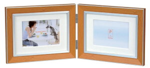 ペアフォトフレーム ヨコ 2L 2枚 ( L判も可 ) 高級感 木目調 横長 2面 贈答品 写真立て 複数枚 2L判 2Lサイズ 横向き 万丈 上品 贈答品 記念品 成人式 卒業 退職 転勤 引退 古希 還暦 喜寿 米寿 お
