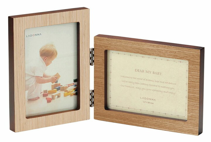 楽天市場 フォトフレーム L判 2枚 Df52 Ldy ラドンナ 木目 ベビーフレーム 縦横 ナチュラル かわいい 北欧 たてよこ 写真立て 2枚 複数 2面 木製 おしゃれ 一人暮らし ワンルーム インテリア プレゼント 折りたたみ 二つ折り 記念品 餞別 送別 お祝い 成人式 七五三 写真
