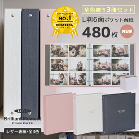 【楽天ランキング1位獲得】タイヨー 大容量 フォトアルバム 3冊セット Brilliant Moment Premium Ring File L判 480枚収納 写真シート40枚付き 全3色セット リングファイル ポケットアルバム バインダー シンプル おしゃれ 高品質 上質 レザー表紙 自社製造 写真整理 ギフト