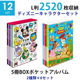 【送料無料】【2種類まとめ買いセット】ナカバヤシ 5冊BOXポケットアルバム2種類×6個（12個）セット ディズニーキャラクターセット ミッキー&フレンズ1×トイ・ストーリー L判3段 2520枚収納 写真整理 キャラクター台紙