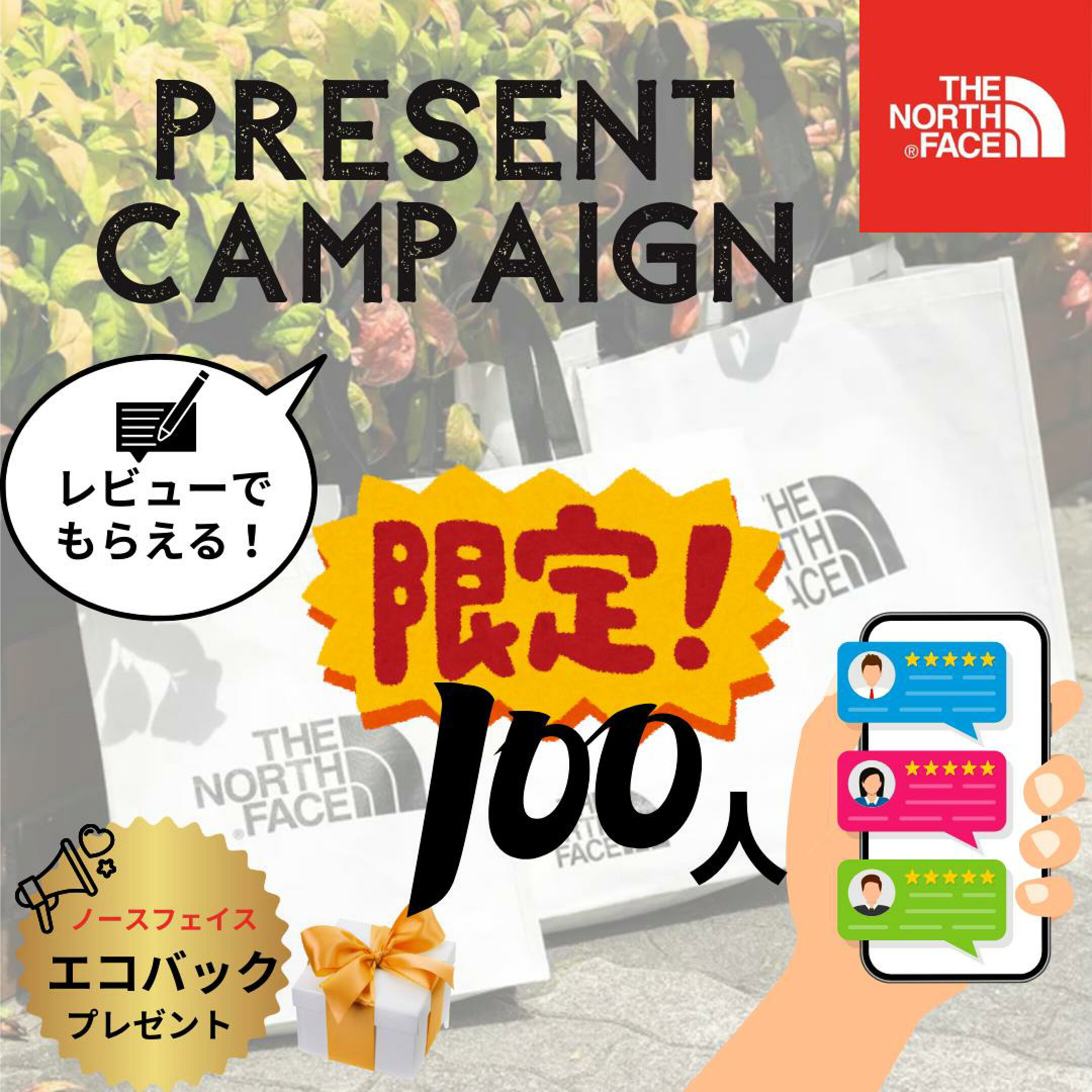 レビュー ノースフェイス　エコバック　プレゼント企画