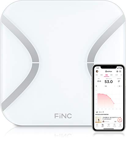 FiNC SmartScale (スマホ連動 体組成計 自動記録 Bluetooth)【薄型 高性能体重計 体重/体脂肪/体年齢/基礎代謝/皮下脂肪 11項目測定