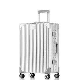 [Yuweijie] スーツケース アルミフレーム キャリー ケース シルバー 預け入れスーツケース 大型トロリーケース 軽量キャリーバッグ Sサイズ：57 x 39 x 24.5 cm / 42L