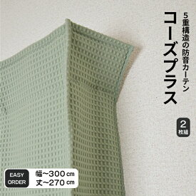 【最大1万円オフクーポン★スーパーSALE限定】カーテン 遮光 遮音カーテン 窓 睡眠 防音 防音カーテン 厚手 賃貸 リビング ダイニング 完全遮光 断熱 遮音 五重構造 コーズプラス 2枚 セット 両開き イージーオーダー 幅271-300m×丈241-270cm