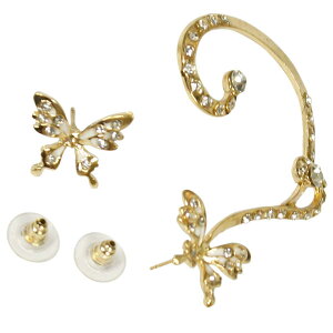 ピアス 大ぶり レディース 大きめ アクセサリー イヤーフックピアス イヤーカフピアス パール ビジュー ラインストーン ゴールド シルバー 片耳用 両耳用