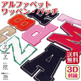 アルファベット 数字 刺繍 ワッペン カレッジワッペン 刺繍パッチ アイロン 圧着 熱着 バッグ ジャンパー 給食グッズ などに アップリケ Made in Japan
