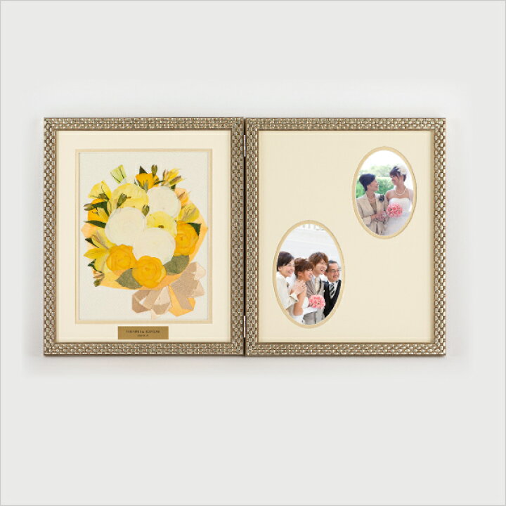 楽天市場 押し花ブーケ 立体ドライブーケ レカンフラワー 送料無料 押し花ブーケ クラシックゴールド ツインフレーム 結婚式 ウェディング 披露宴 ウェルカムスペース ブライダル パーティー 二次会 ブーケ 押し花 Piary ピアリー 楽天市場店