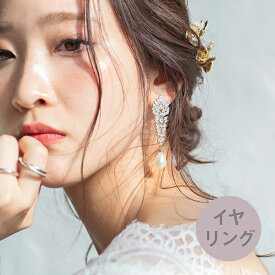 【送料無料】メール便　ウェディングイヤリング ジルコニア ビジュー パール p13(種類_イヤリング ブライダル ウェディングイヤリング 結婚式 前撮り 花嫁 二次会 ブライダルアクセサリー パーティー)