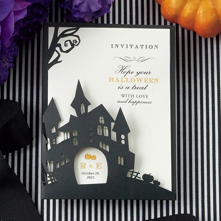 楽天市場 招待状 The Halloween ザ ハロウィン 招待状 10冊入り 結婚式 ペーパーアイテム 手作りキット テンプレート ウェディング ブライダル パーティー 二次会 ハロウィン ハロウィーン Piary ピアリー 楽天市場店