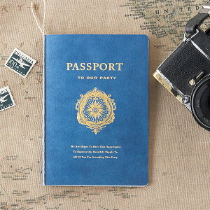 招待状 Life is journey ライフイズジャーニー(ブルー) 招待状【10冊入り】(結婚式 ペーパーアイテム 手作りキット テンプレート ウェディング ブライダル パーティー 二次会 パスポート ユニー