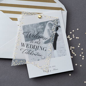 招待状 Tracieer Gold sparkle -トレーシア ゴールドスパークル- 招待状【10冊入り】(結婚式 ペーパーアイテム 手作りキット テンプレート ウェディング ブライダル パーティー 二次会 トレーシン