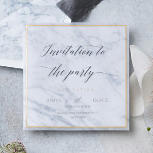 招待状 Marbre Smoky gold -マーブル スモーキーゴールド- 招待状【10冊入り】(結婚式 ペーパーアイテム 手作りキット テンプレート ウェディング ブライダル パーティー 二次会 大理石 透明感)