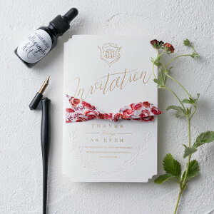 招待状 Rosetta Rosso made in ITALY -ロゼッタ ロッソ メイドインイタリー- 招待状【10冊入り】(結婚式 ペーパーアイテム 手作りキット テンプレート ウェディング ブライダル パーティー 二次会 イ