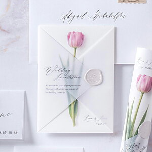 招待状 Charme de fleur -シャルムドフルール-(チューリップ) 招待状【10冊入り】(結婚式 ペーパーアイテム 手作りキット テンプレート ウェディング ブライダル パーティー 二次会)