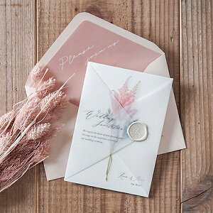 30日限定ポイント最大10倍★招待状 Charme de fleur -シャルムドフルール-(アスチルベ) 招待状【10冊入り】(結婚式 ペーパーアイテム 手作りキット テンプレート ウェディング ブライダル パーテ