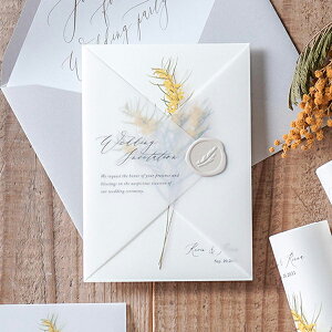 招待状 Charme de fleur -シャルムドフルール-(ミモザ) 招待状【10冊入り】(結婚式 ペーパーアイテム 手作りキット テンプレート ウェディング ブライダル パーティー 二次会)