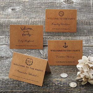 席札 Vintage Craft ヴィンテージクラフト 席札 1シート4名様用(結婚式 ペーパーアイテム 手作りキット テンプレート ウェディング パーティー 二次会 クラフト ヴィンテージ 名前札 ネームカー