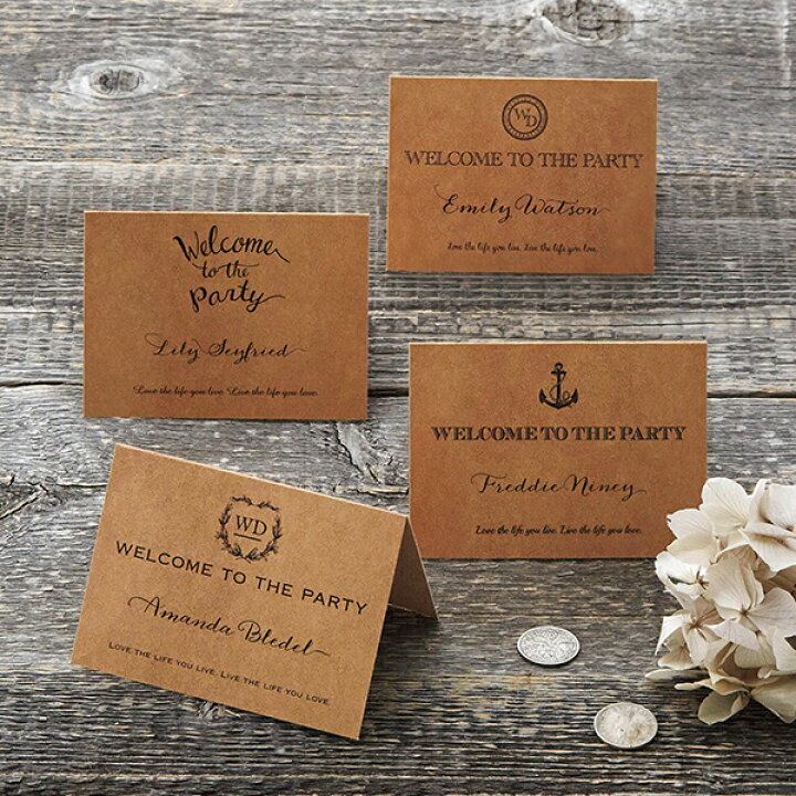 楽天市場 席札 Vintage Craft ヴィンテージクラフト 席札 1シート4名様用 結婚式 ペーパーアイテム 手作りキット テンプレート ウェディング パーティー 二次会 クラフト ヴィンテージ 名前札 ネームカード Piary ピアリー 楽天市場店