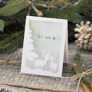 席札 Blanche naige ブランシェネージュ 席札 1セット4名様用(結婚式 ペーパーアイテム 手作りキット テンプレート ウェディング ブライダル パーティー 二次会 冬 雪 トナカイ 名前札 ネームカ