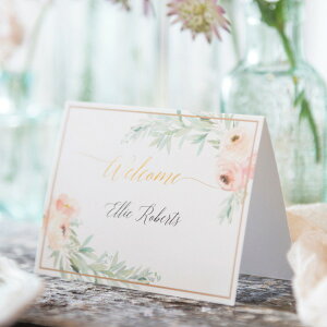 席札 Libre Vert fleur -リーブル ヴェールフルール- 席札 1シート4名様用(結婚式 ペーパーアイテム 手作りキット テンプレート ウェディング ブライダル パーティー 二次会 ヒキタクバッグ 便利